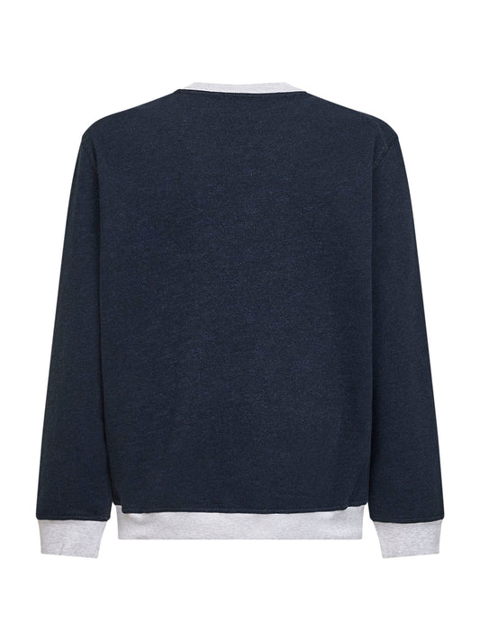 Cobalt cotton and linen printed sweatshirt