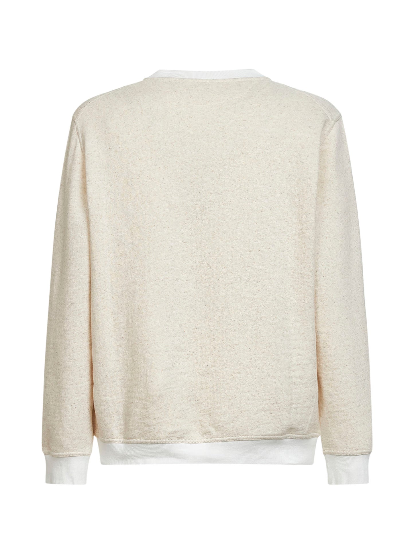 Felpa in cotone e lino beige con stampa