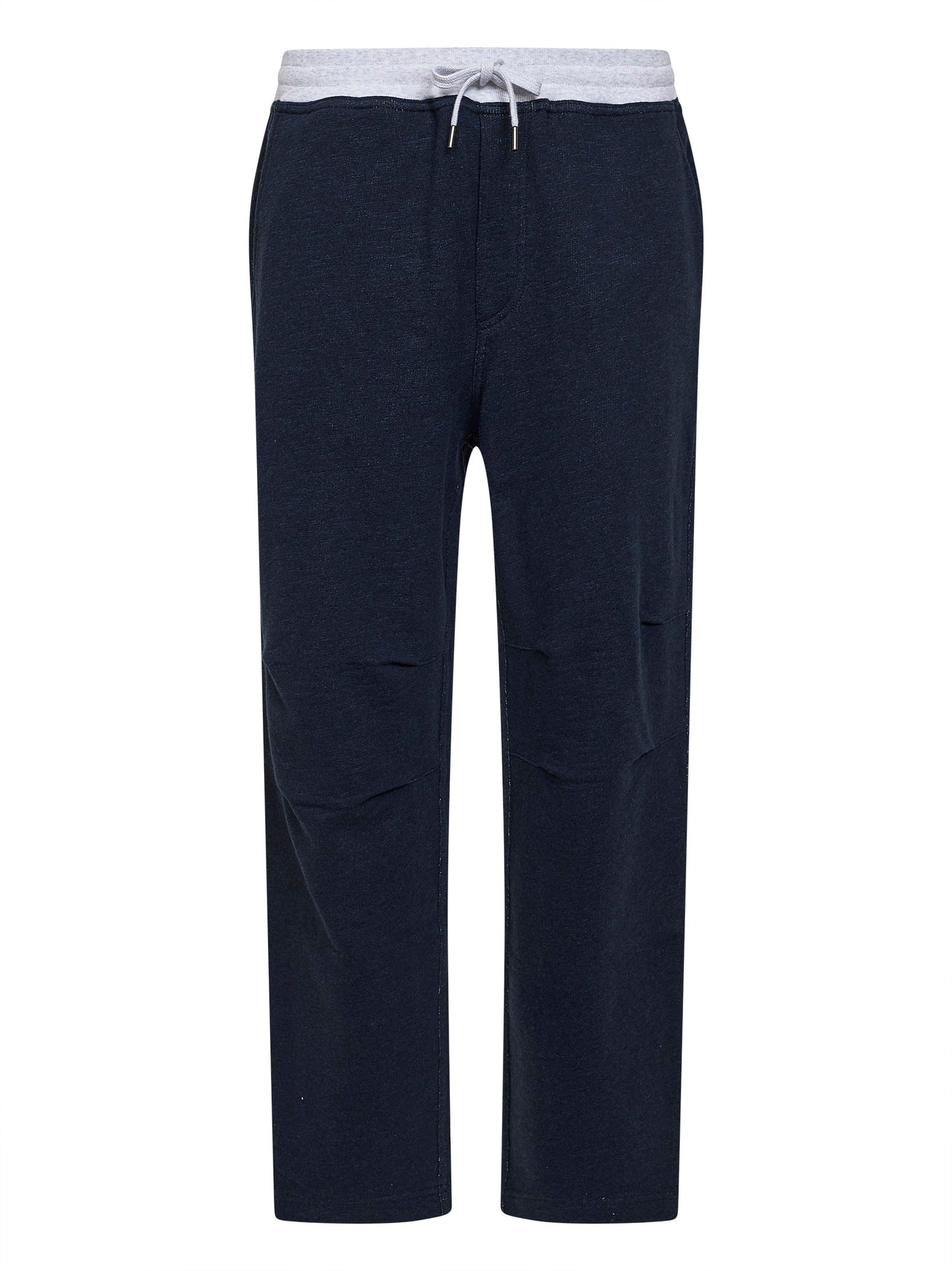 Navy blue cotton and linen jogger trousers