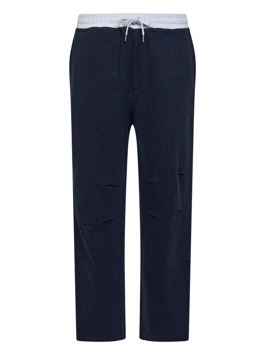 Pantaloni jogger in cotone e lino blu navy