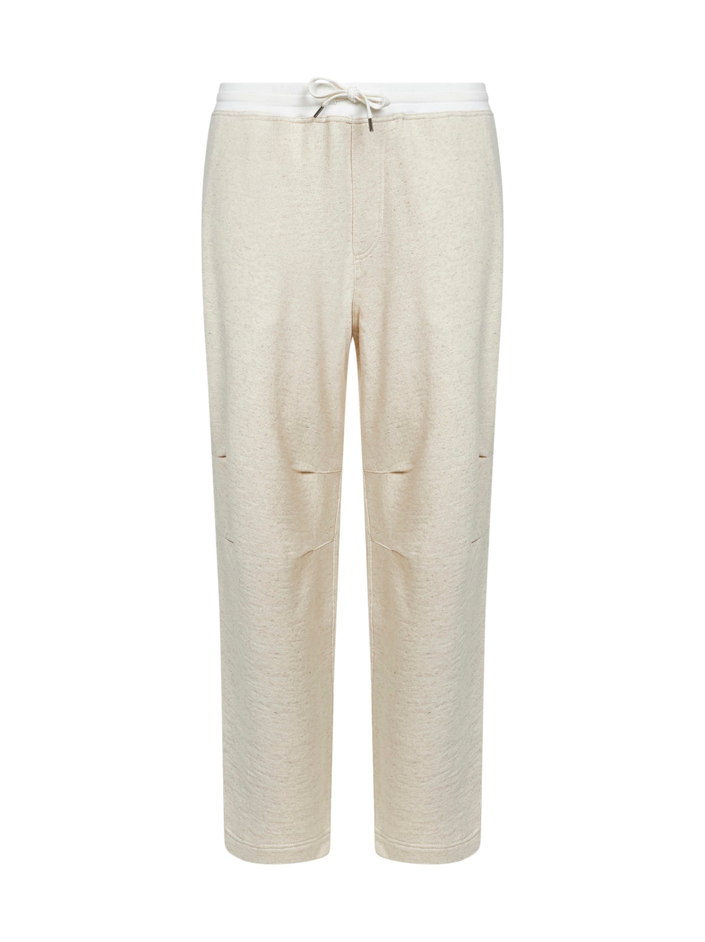 Pantaloni jogger in cotone e lino beige