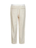 Pantaloni jogger in cotone e lino beige