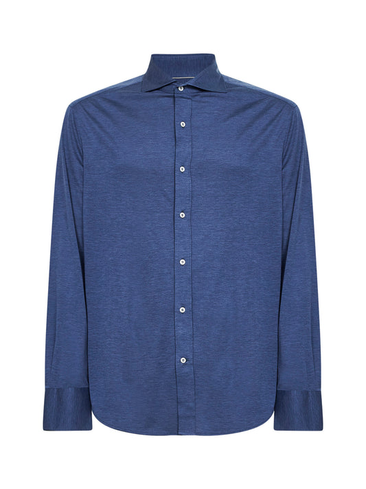 Denim silk and cotton jersey shirt