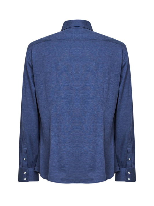 Denim silk and cotton jersey shirt