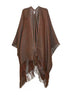 Tobacco lamé linen blend knit open poncho