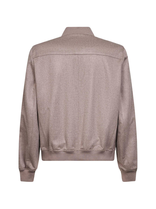 Bomber in flanella leggera di cashmere beige