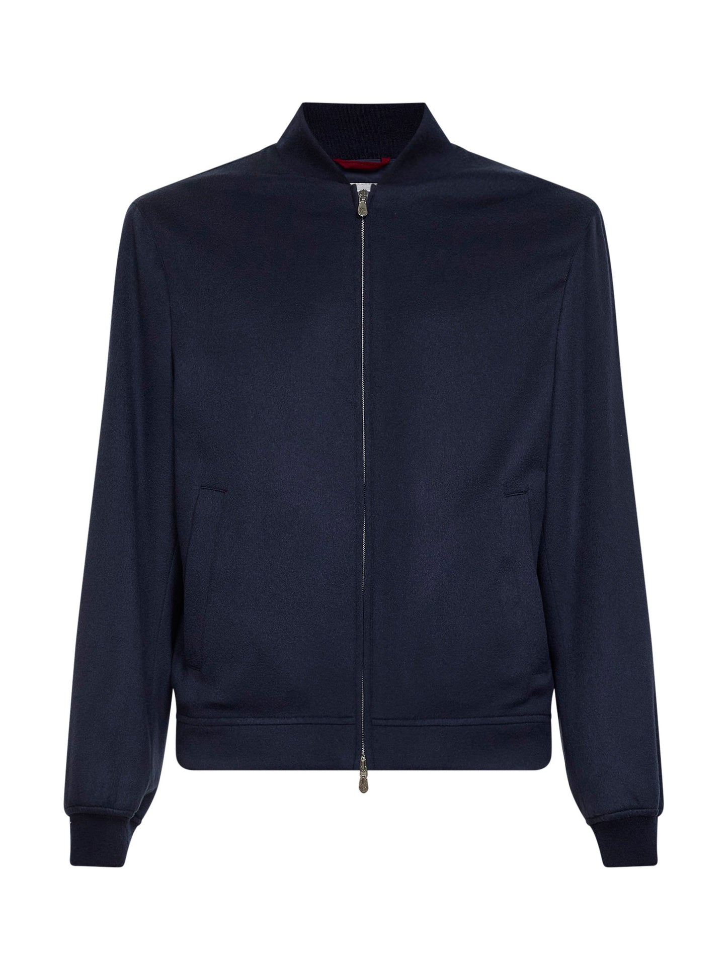 Blue lightweight cashmere flannel bomber jacket