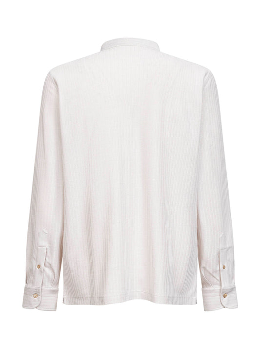 Camicia in jersey jacquard beige