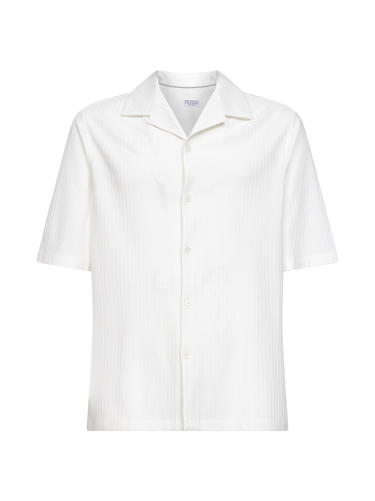 Camicia a maniche corte in jersey jacquard bianco