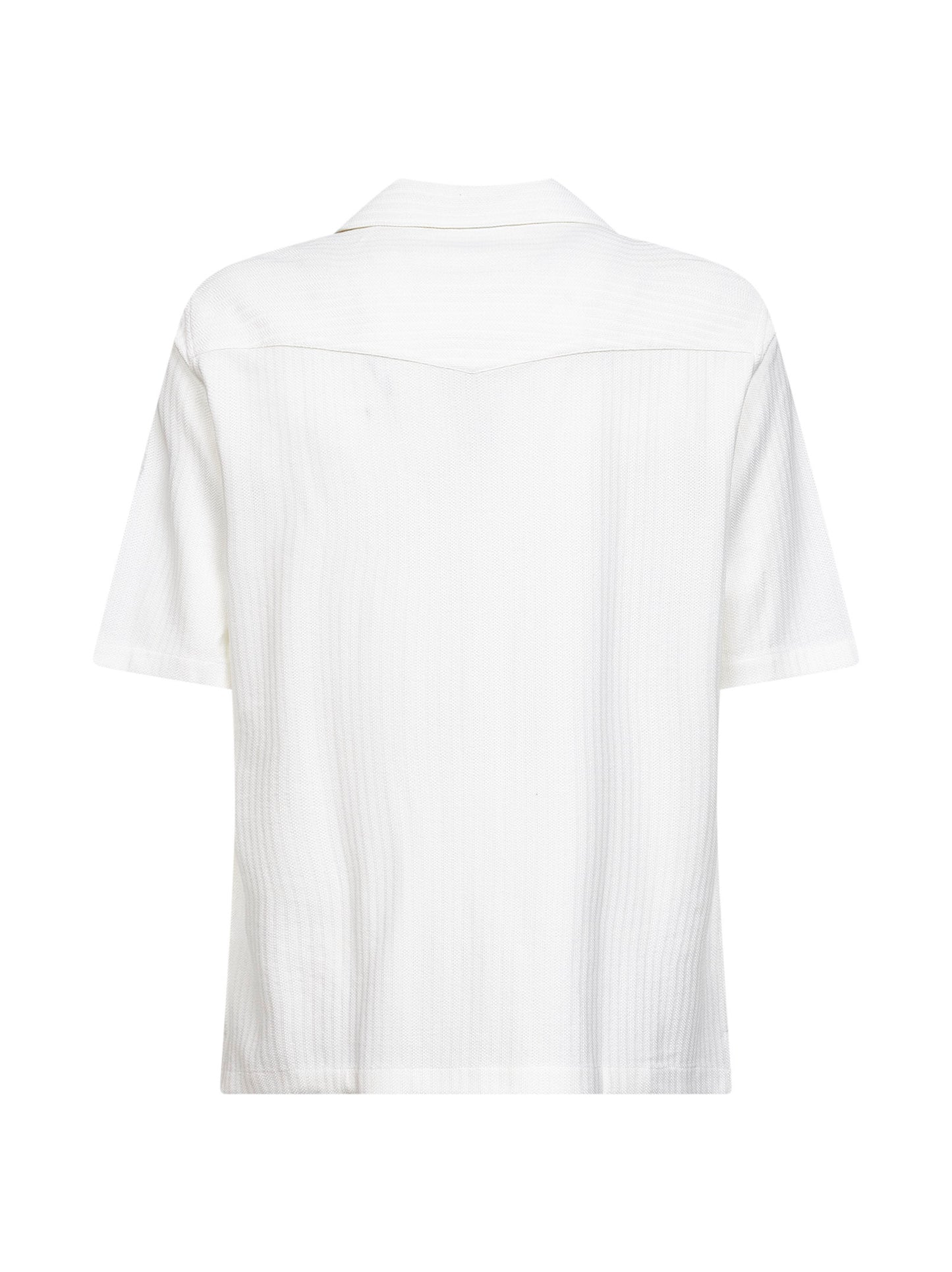 Camicia a maniche corte in jersey jacquard bianco