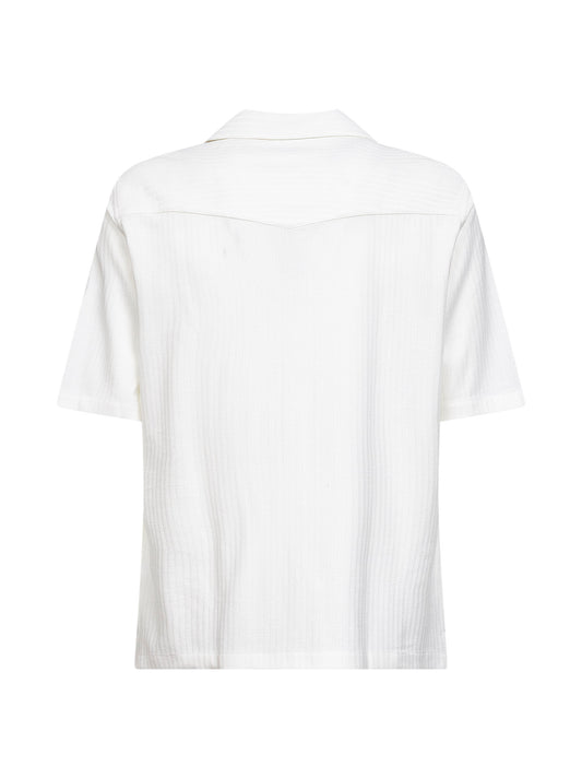 Camicia a maniche corte in jersey jacquard bianco