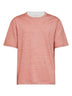 Orange linen and cotton jersey T-shirt with Faux Layering