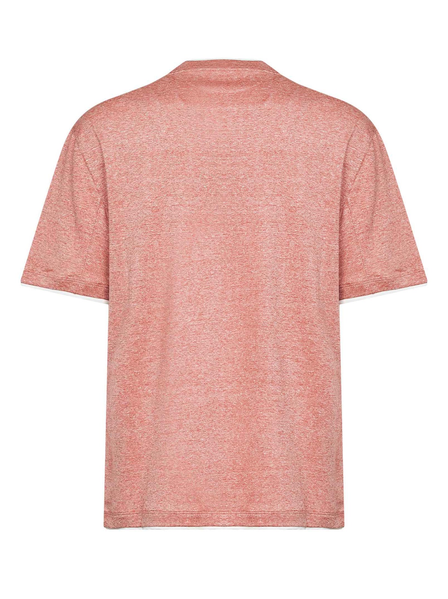 Orange linen and cotton jersey T-shirt with Faux Layering