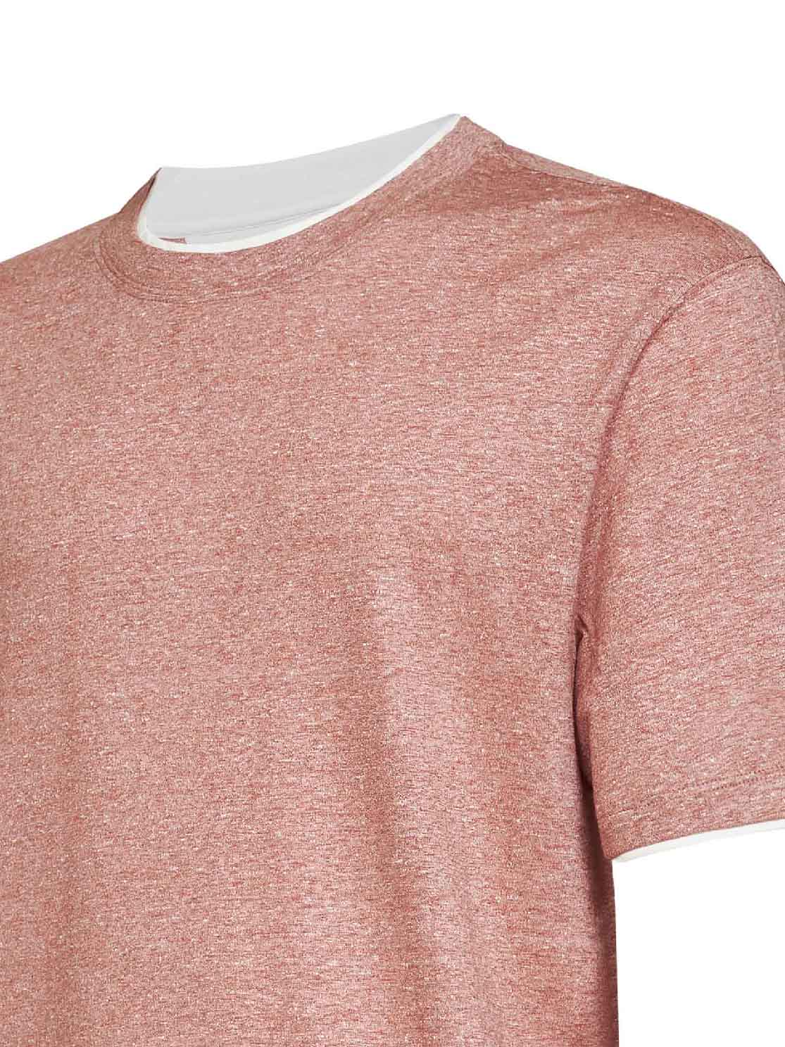 Orange linen and cotton jersey T-shirt with Faux Layering