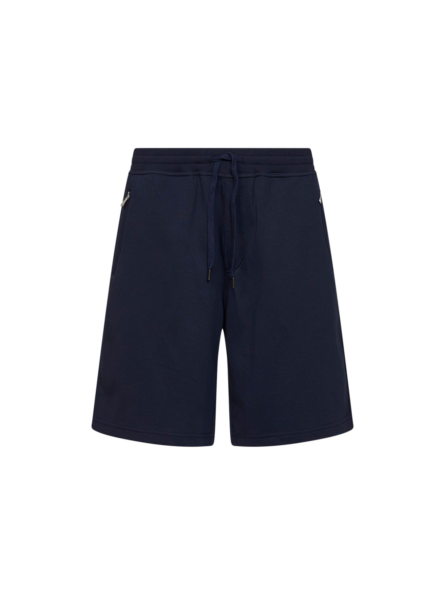 Cobalt blue techno cotton fleece Bermuda shorts