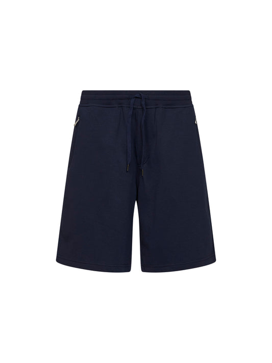 Cobalt blue techno cotton fleece Bermuda shorts