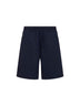 Cobalt blue techno cotton fleece Bermuda shorts