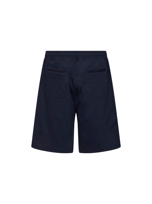 Cobalt blue techno cotton fleece Bermuda shorts