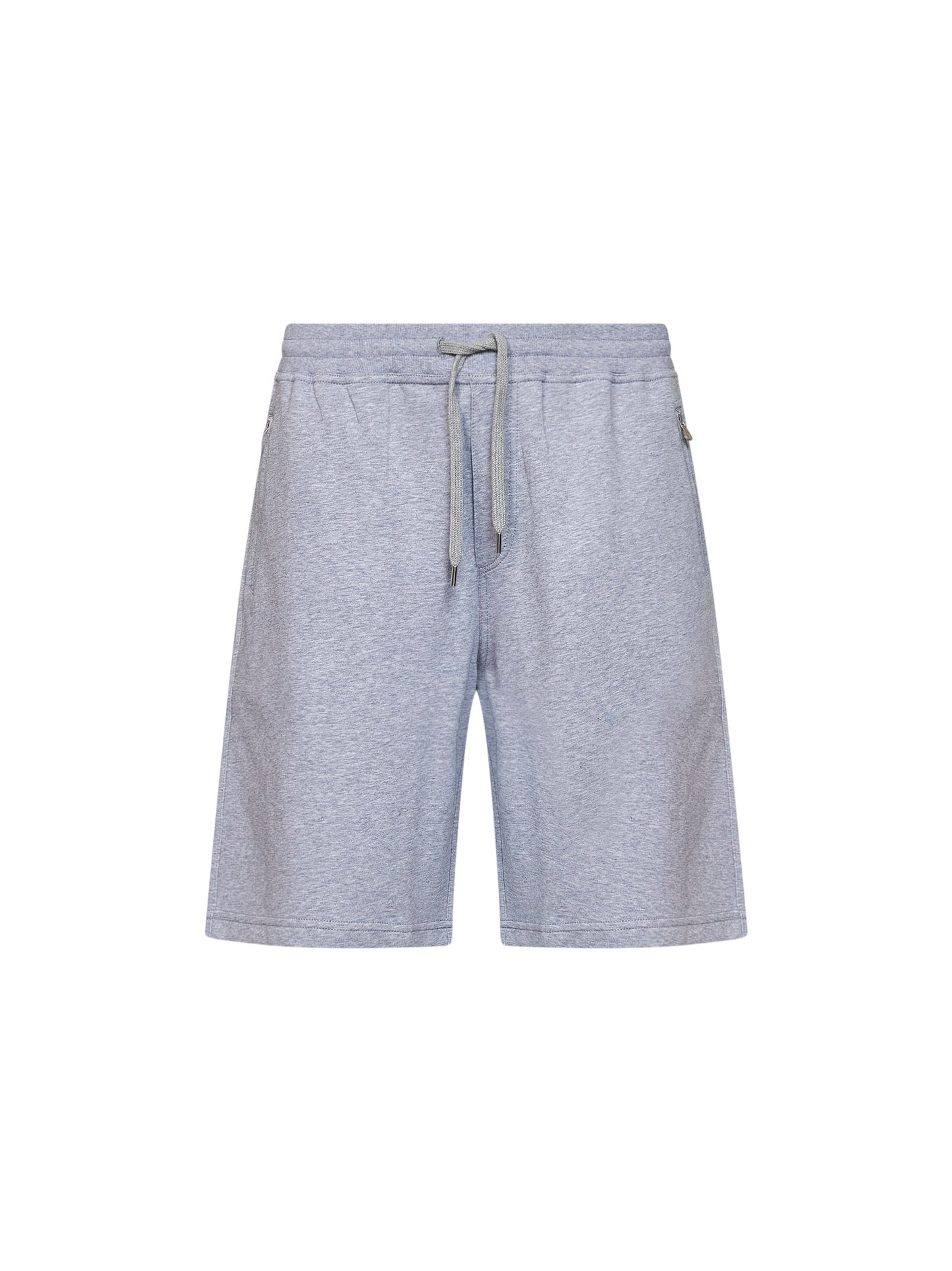 Grey techno cotton fleece Bermuda shorts