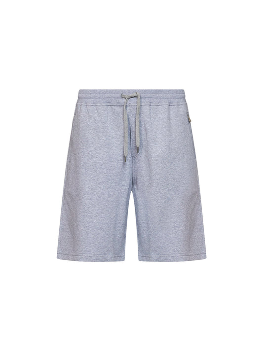 Grey techno cotton fleece Bermuda shorts