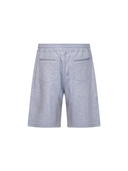 Grey techno cotton fleece Bermuda shorts