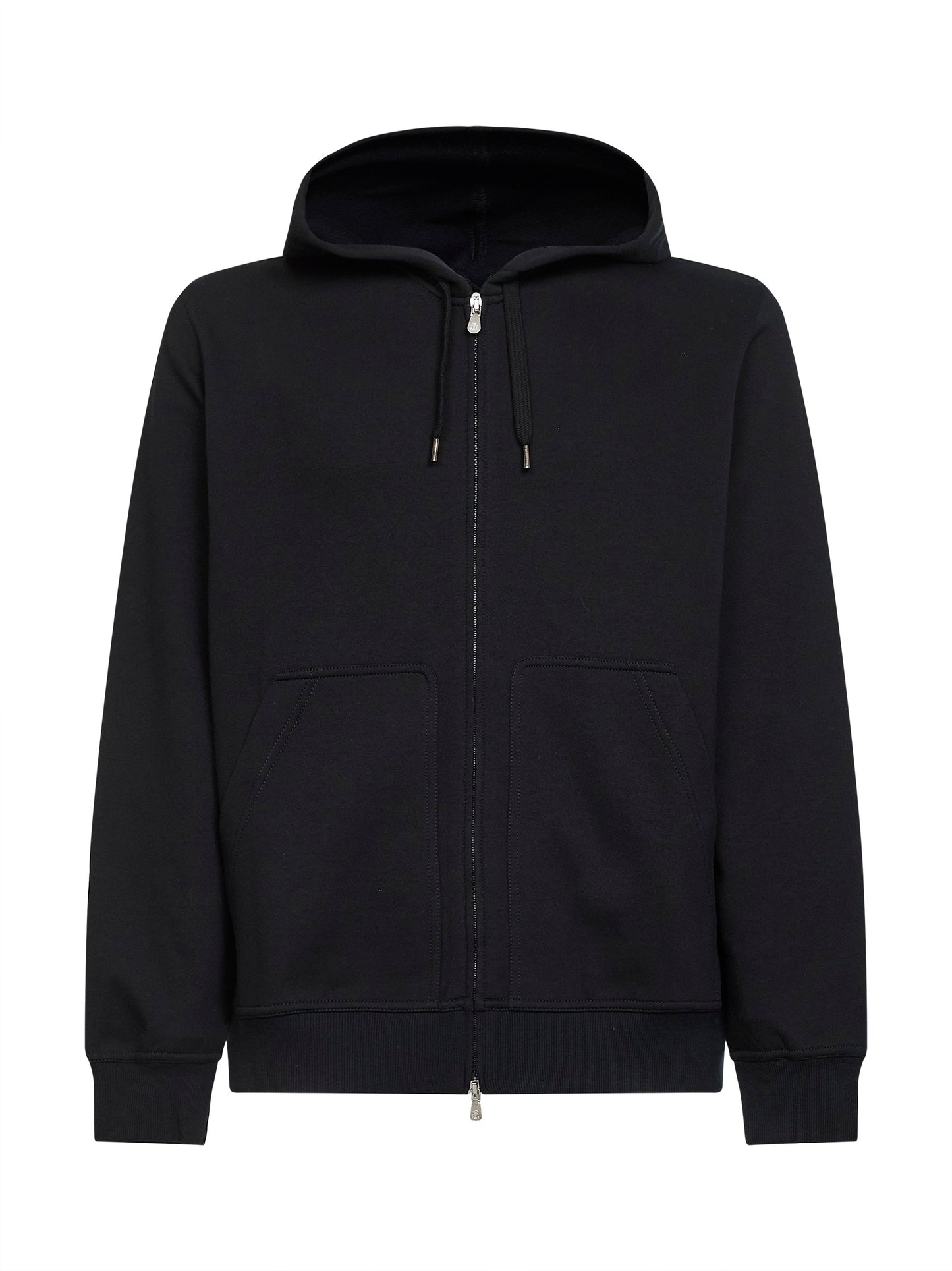 Felpa con zip e cappuccio in felpa techno nera