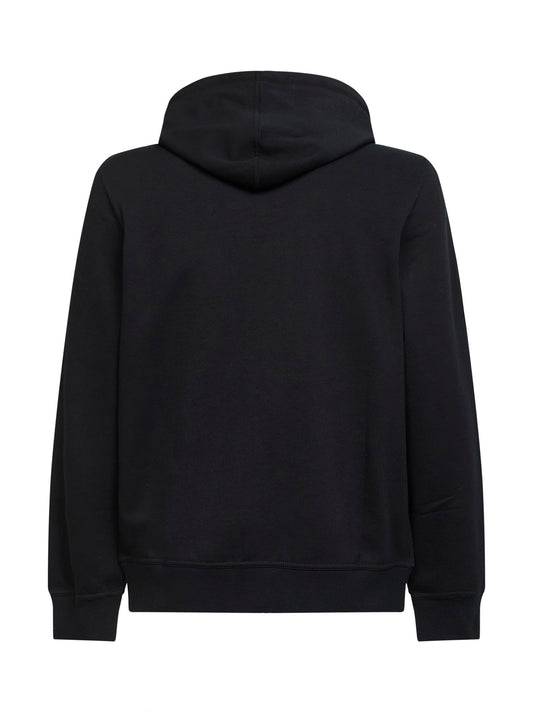 Felpa con zip e cappuccio in felpa techno nera