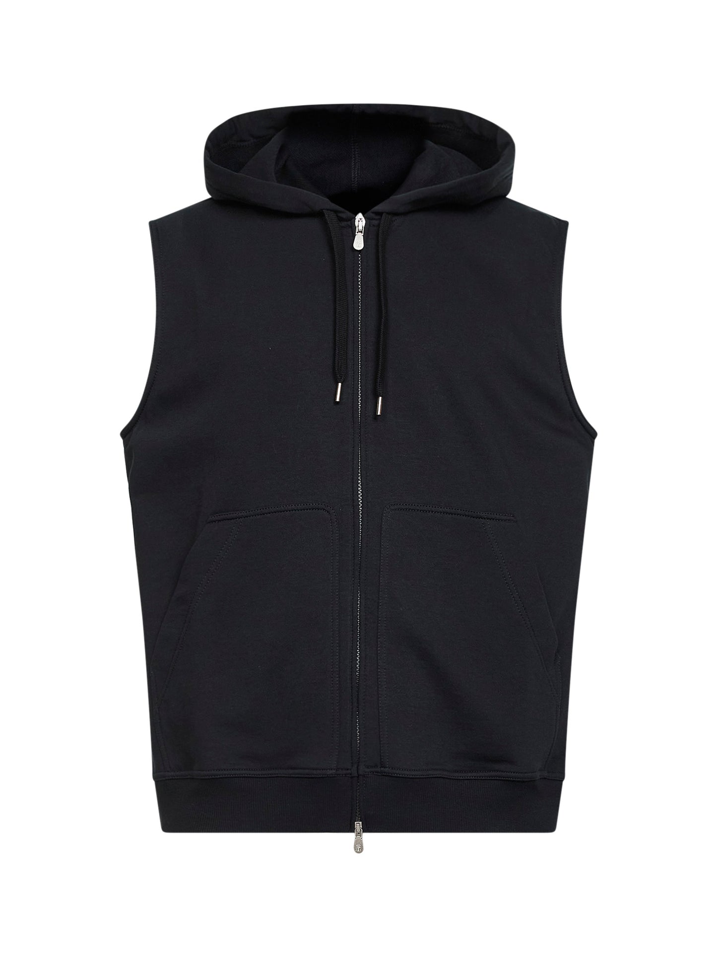 Black techno fleece zip-up hooded vest