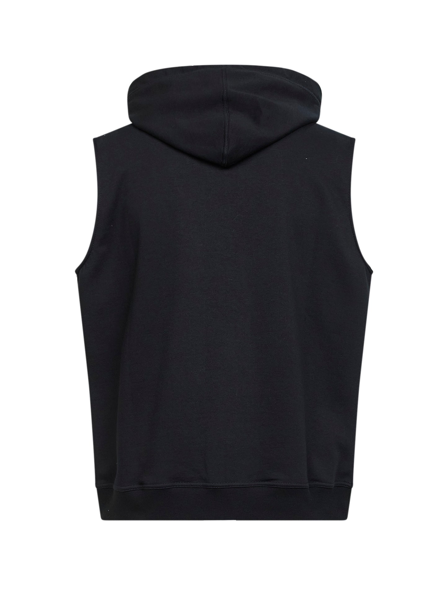 Black techno fleece zip-up hooded vest