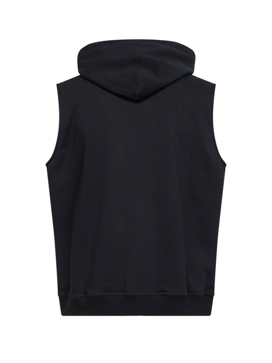 Black techno fleece zip-up hooded vest