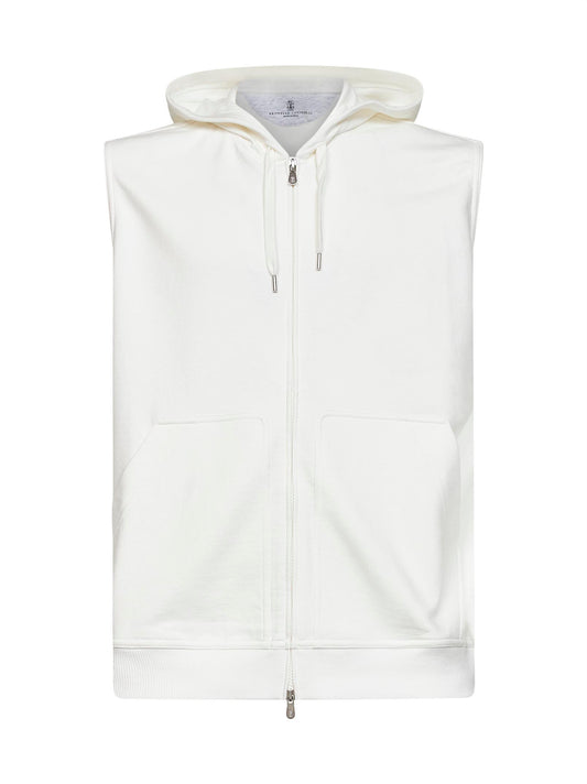 Off-white techno fleece zip-up hooded vest