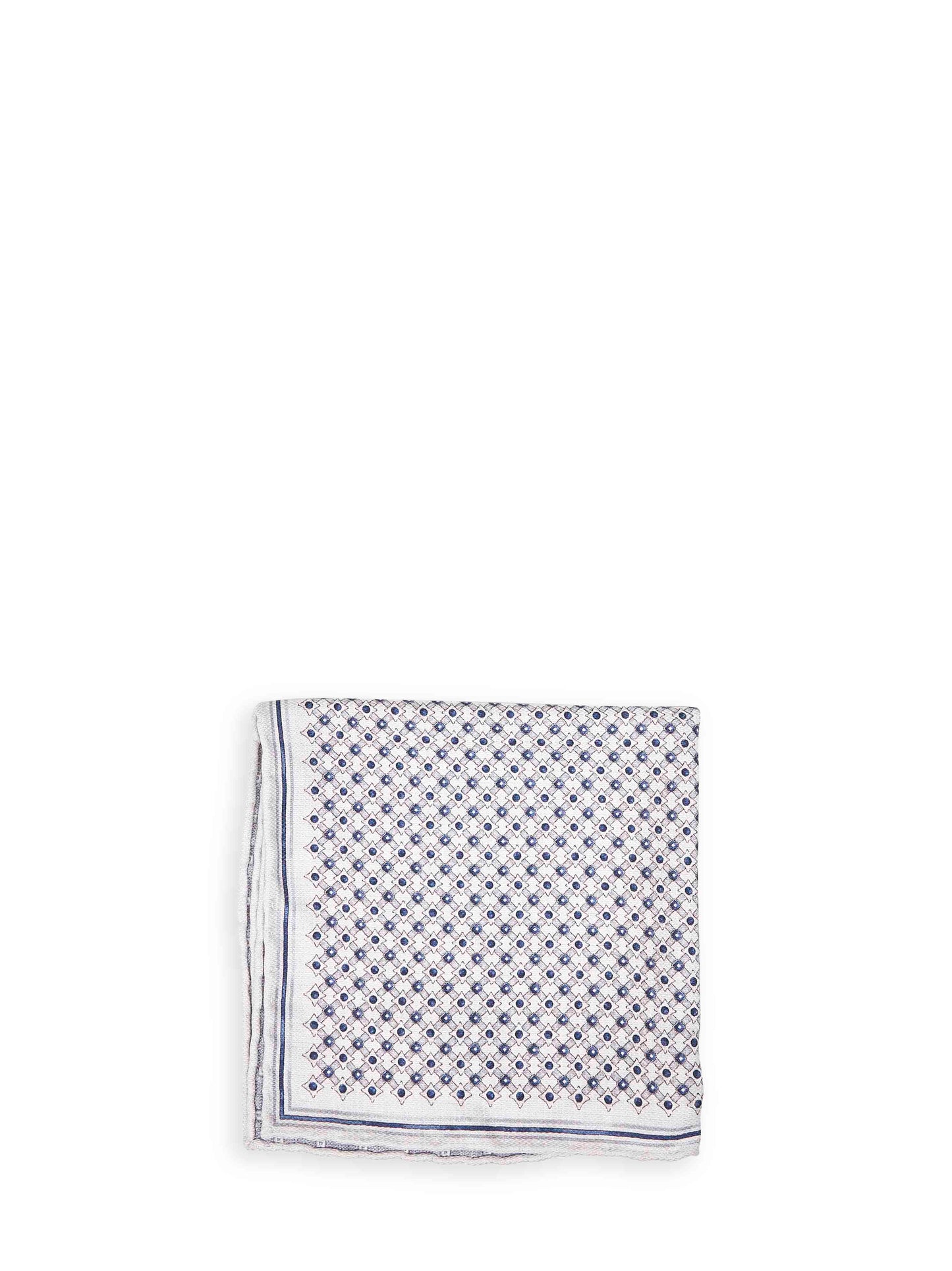 Avio blue silk pocket square with geometric pattern