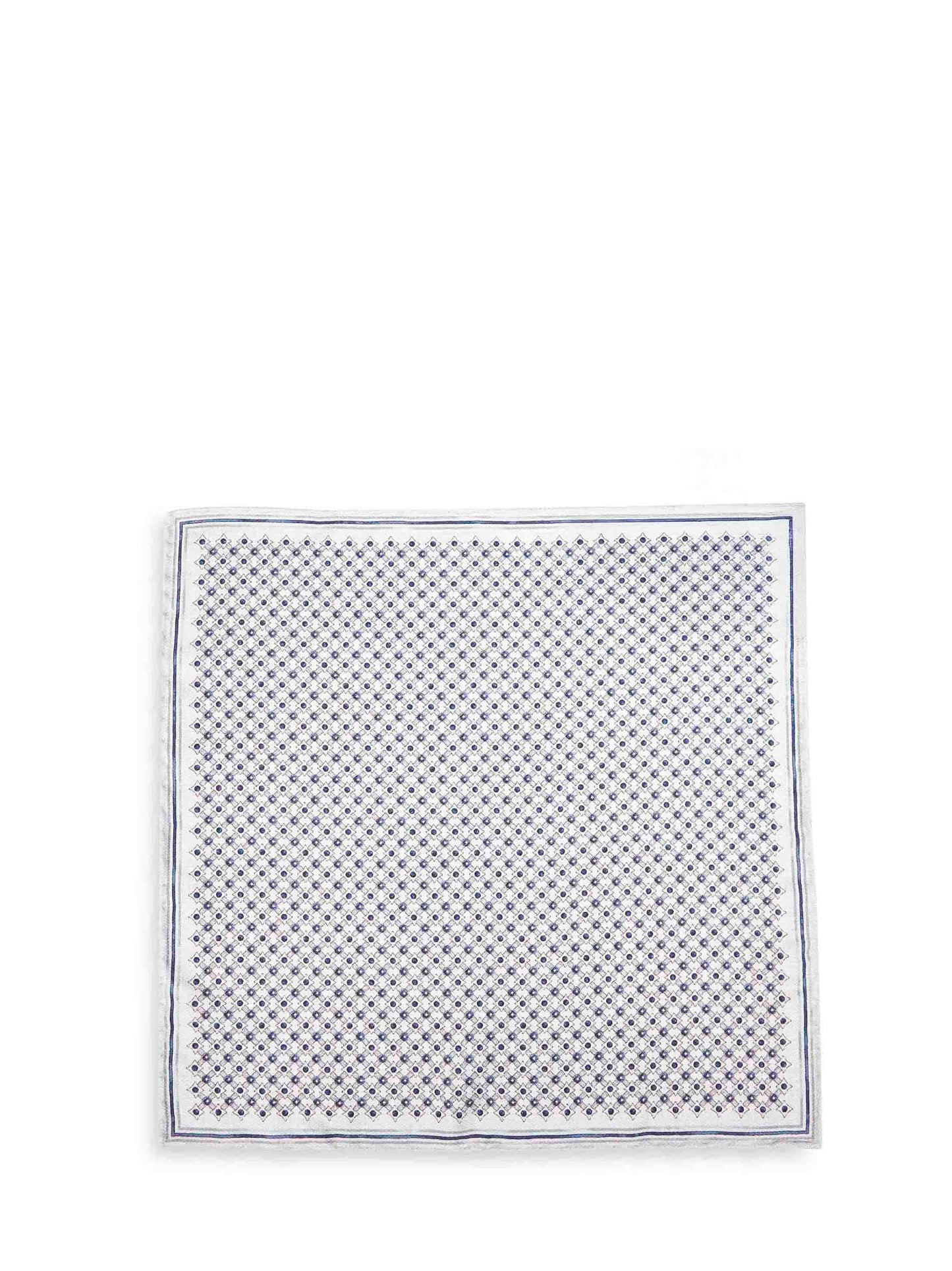 Avio blue silk pocket square with geometric pattern