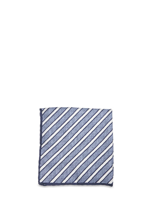 Denim striped silk pocket square