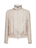 Beige silk, linen and wool hopsack jacket