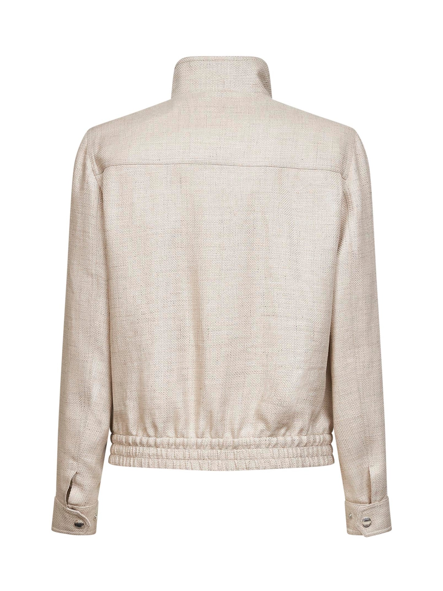 Beige silk, linen and wool hopsack jacket