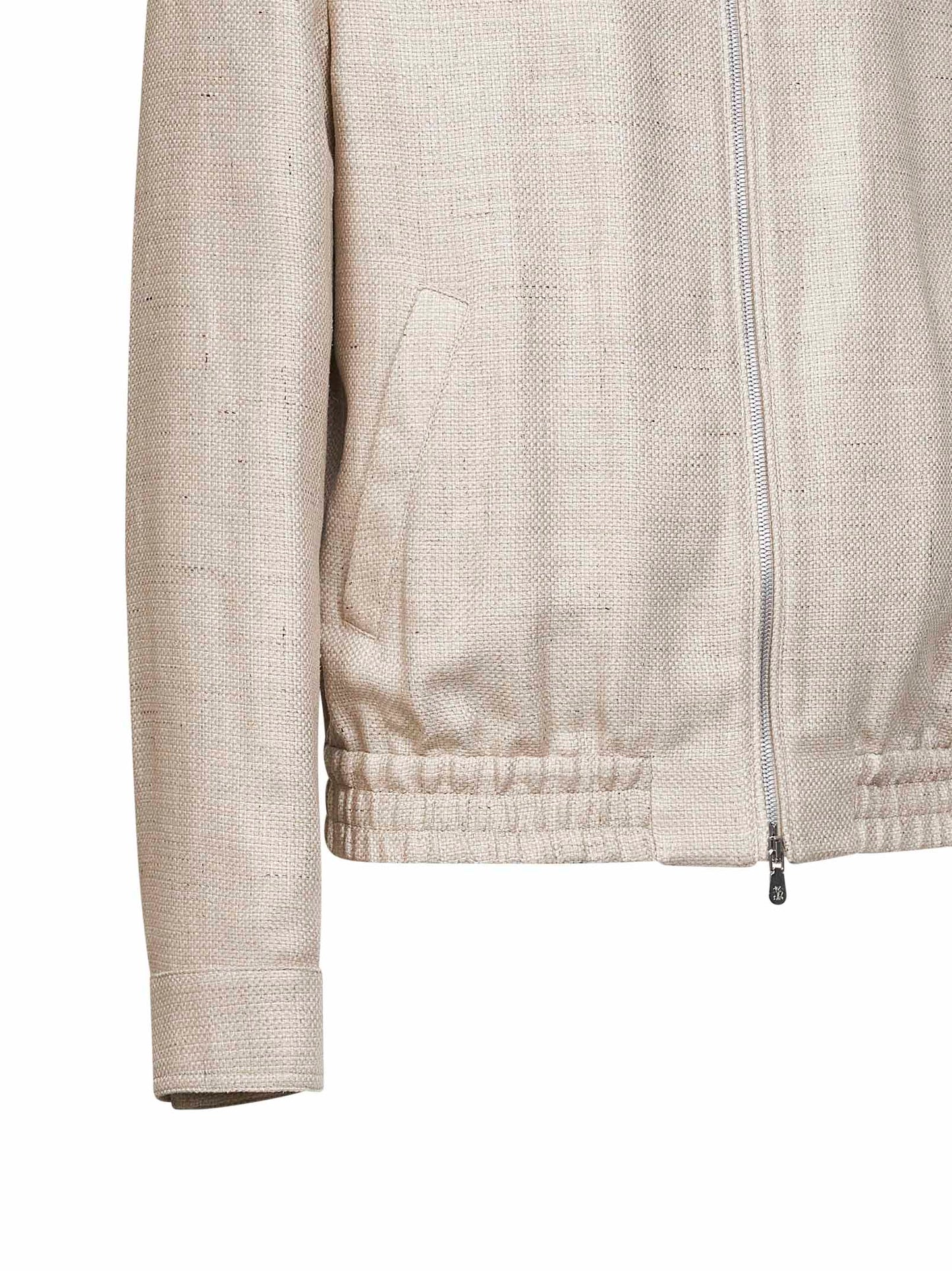 Beige silk, linen and wool hopsack jacket