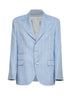 Light blue linen and virgin wool chevron deconstructed blazer