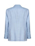 Light blue linen and virgin wool chevron deconstructed blazer