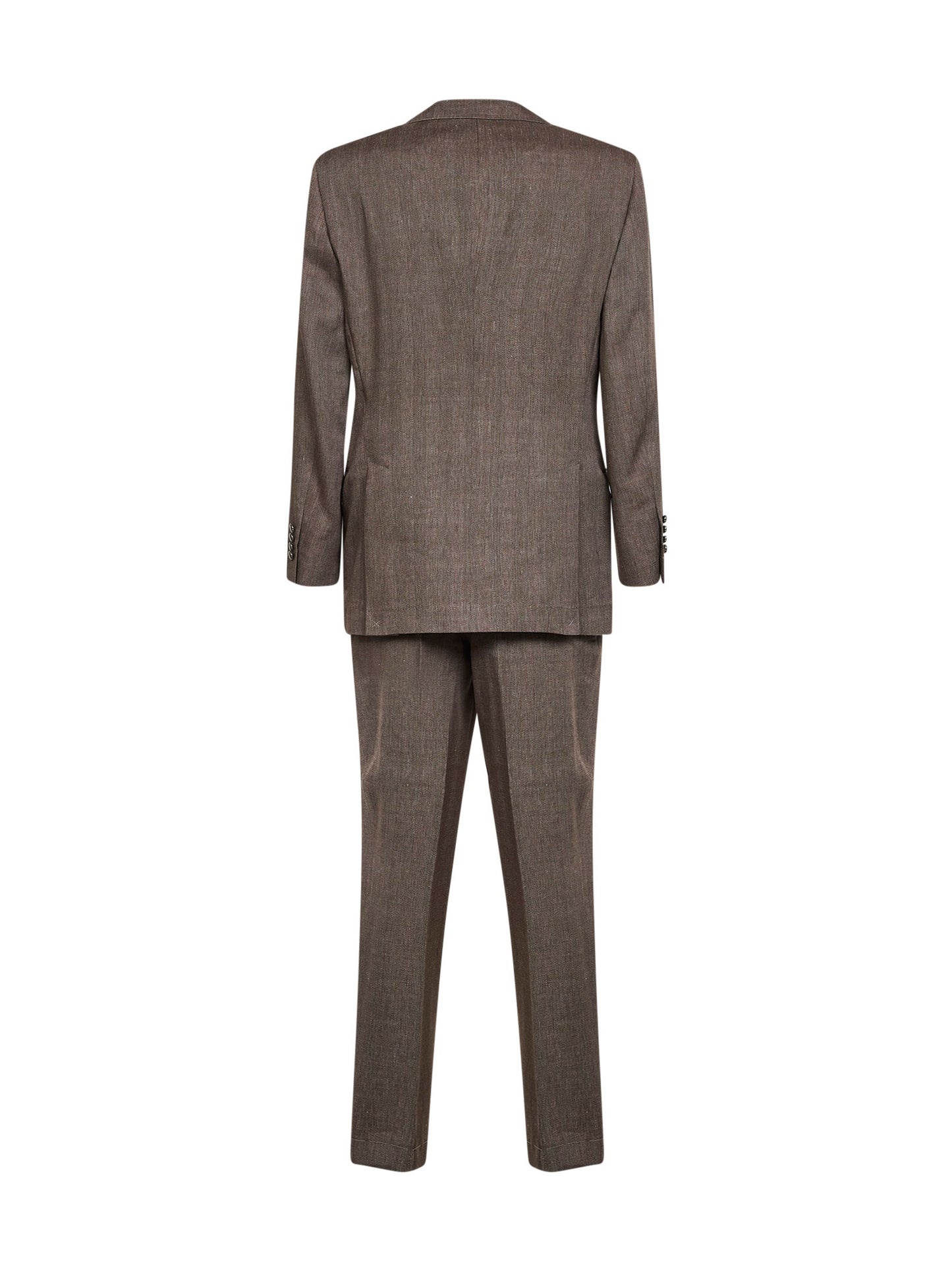 Abito in chevron di lino e lana vergine nocciola