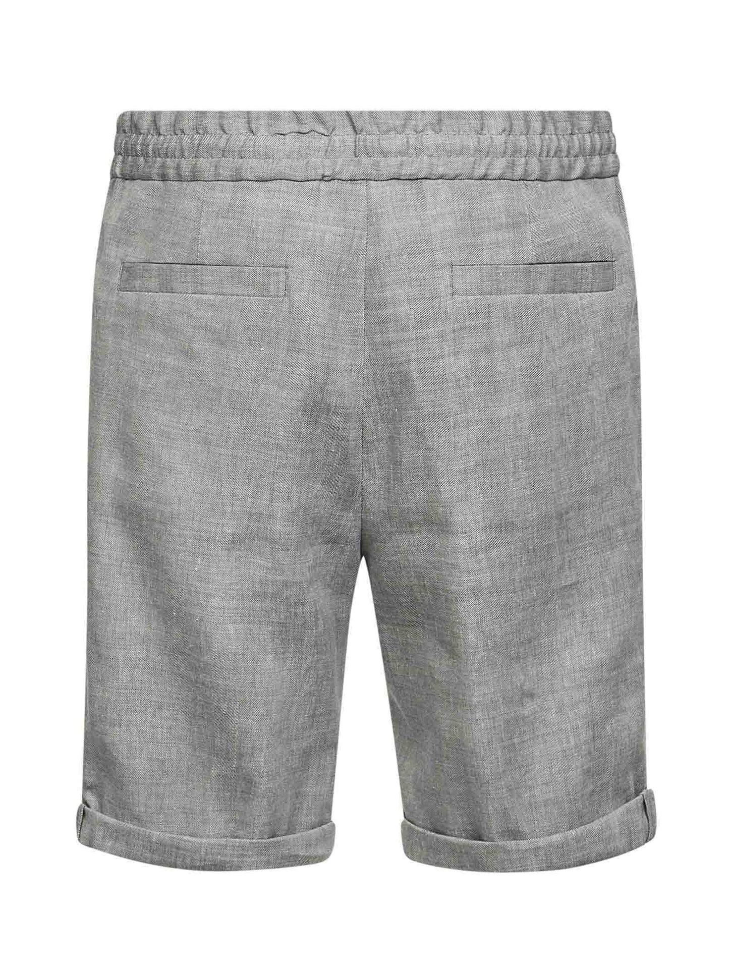 Bermuda in chevron di lino e lana vergine marrone chiaro