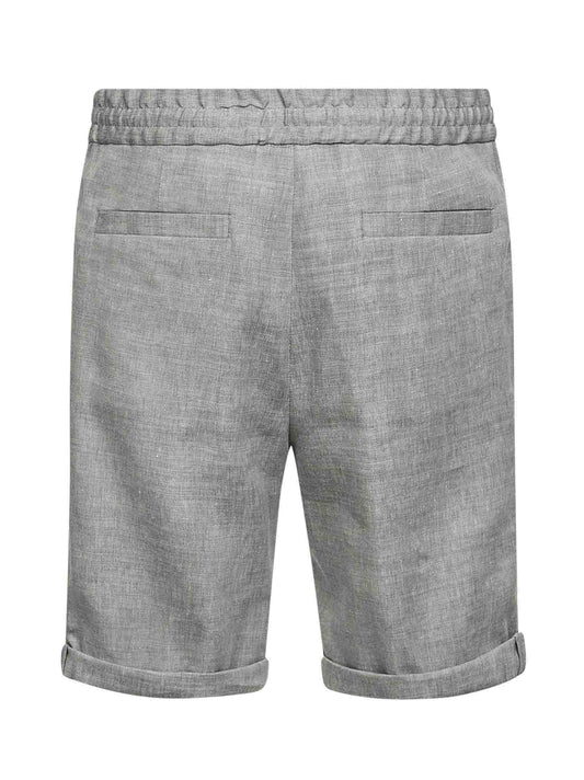 Bermuda in chevron di lino e lana vergine marrone chiaro