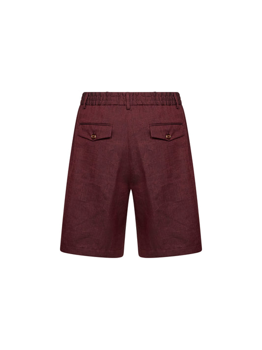 Cherry chevron linen and virgin wool Bermuda shorts