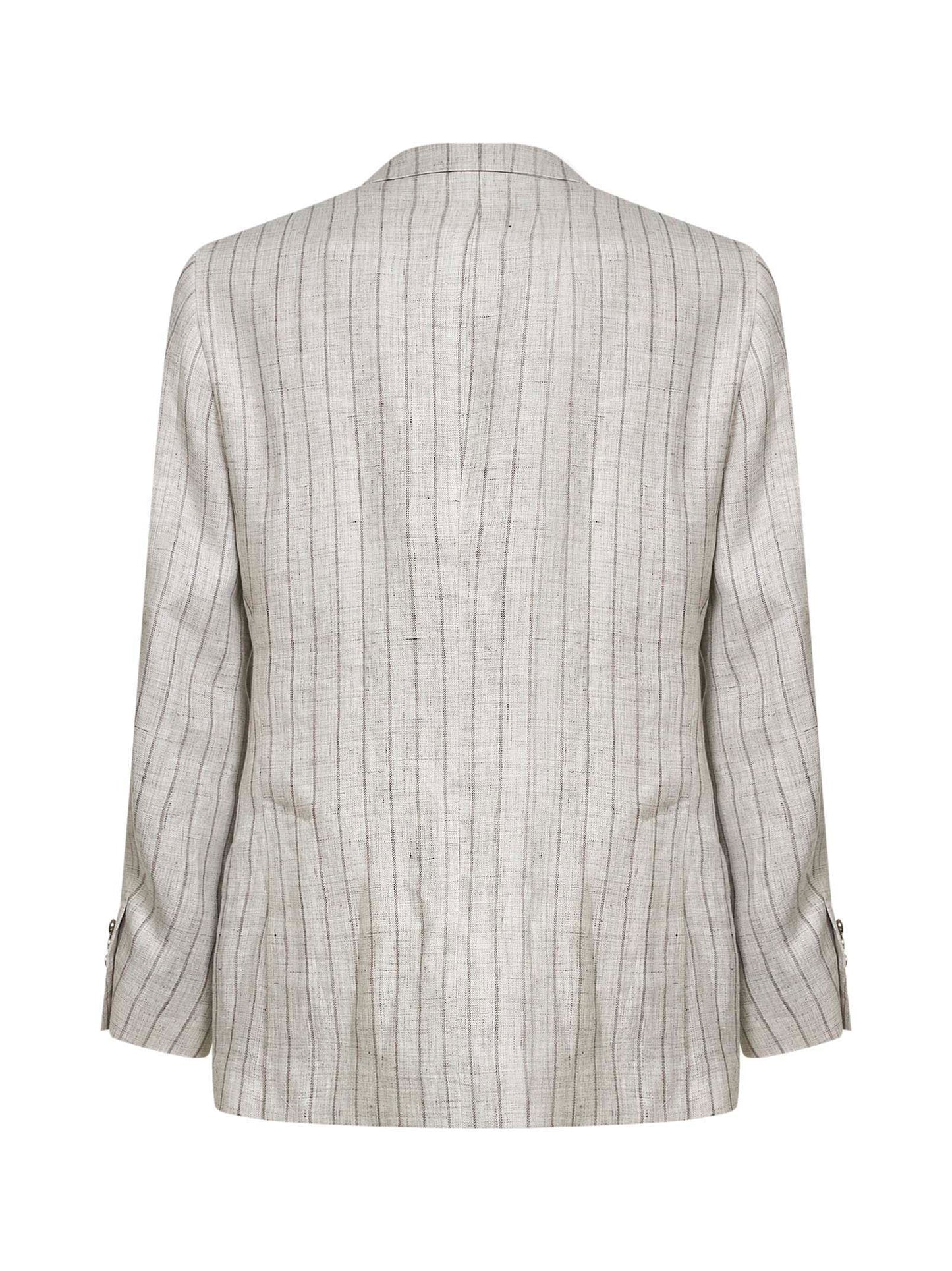 Giacca decostruita un petto e mezzo in twill gessato grigio chiaro