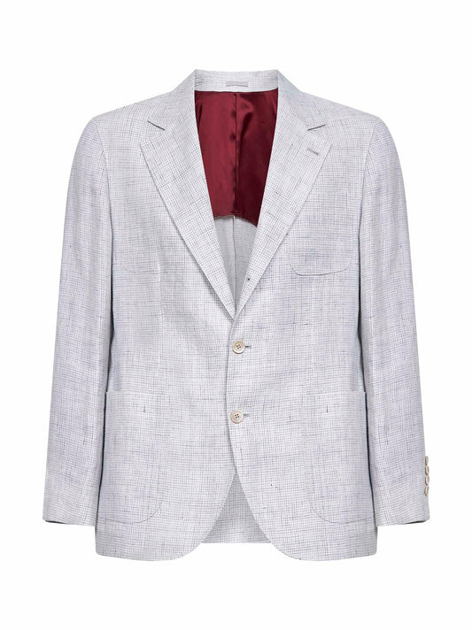 Giacca decostruita in pied-de-poule grigio perla