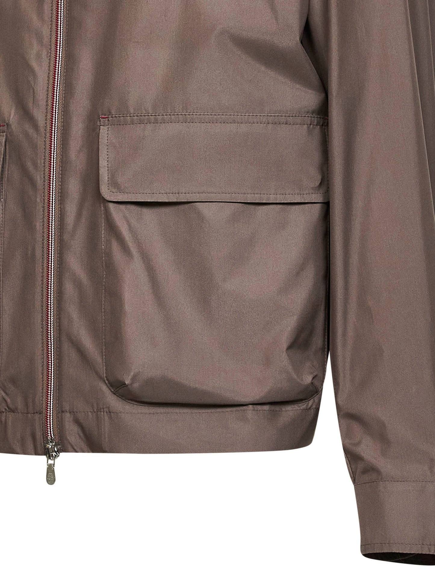 Giubbino sfoderato in seta membranata nocciola