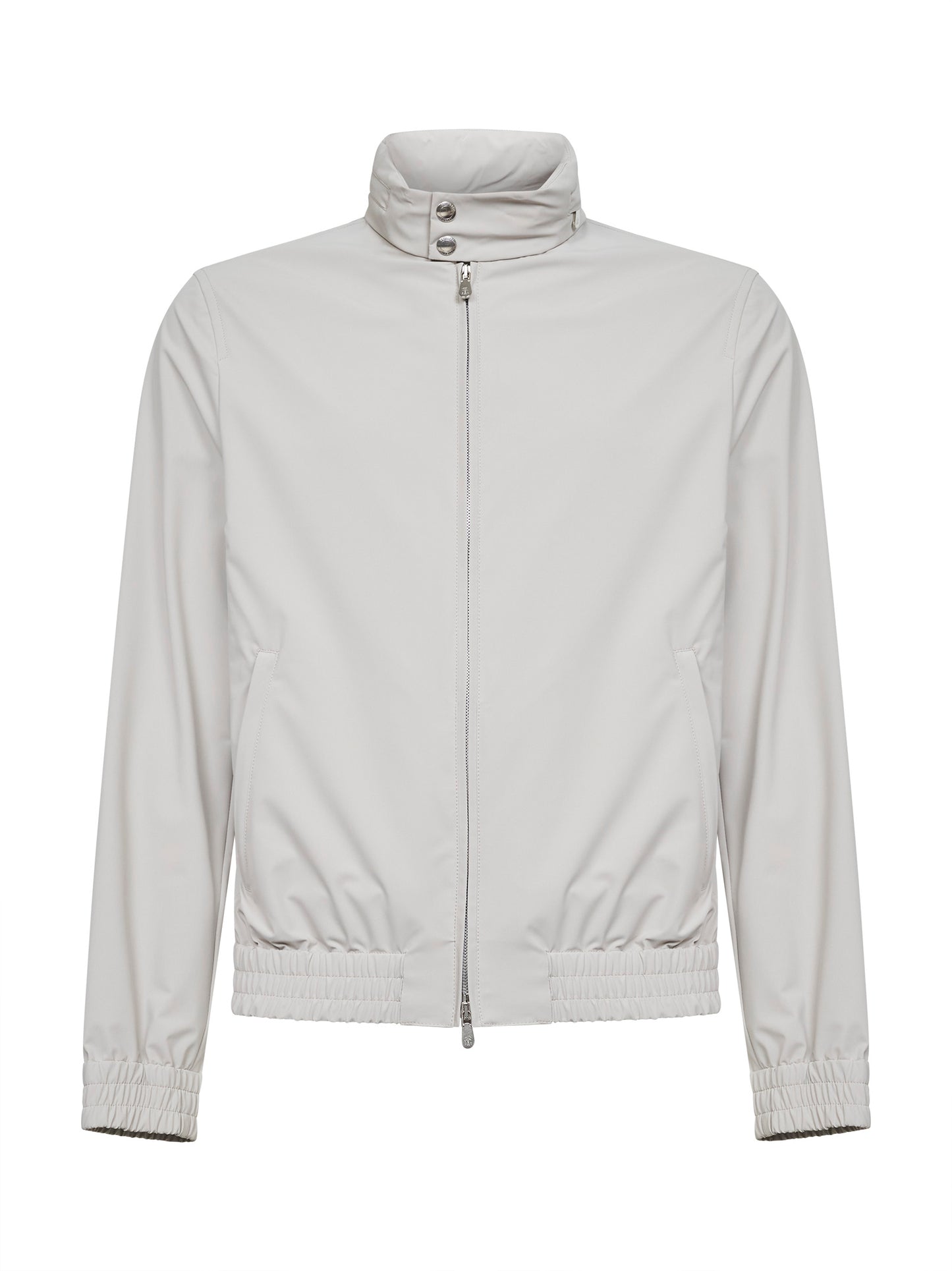 Grey bonded nylon hooded jacket