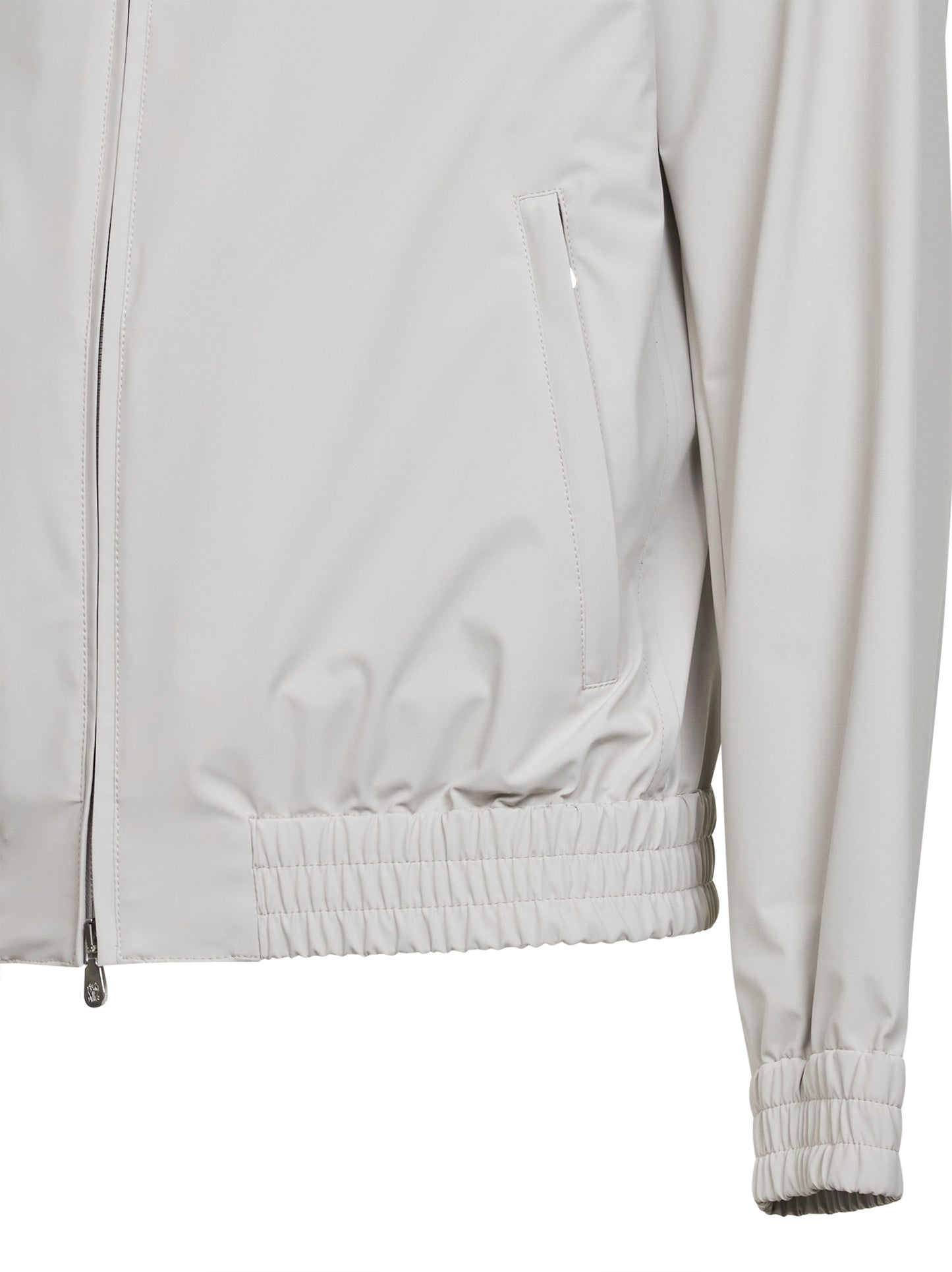 Grey bonded nylon hooded jacket