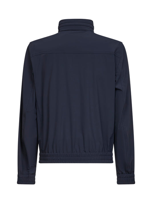 Blue bonded nylon hooded jacket