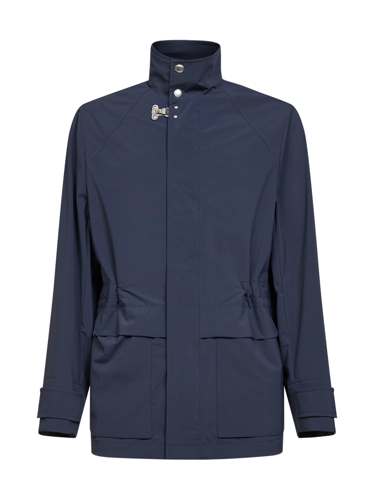 Parka con cappuccio in tessuto tecnico stretch navy